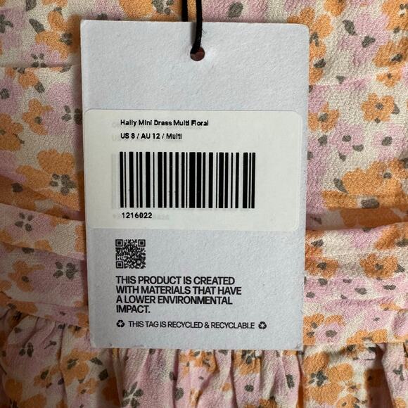 Princess Polly Hally Mini Dress Multi Floral Summer Party V-Neck NWT Size 8 - Picture 7 of 9